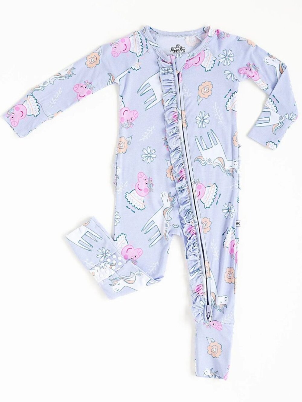 NWT Bums & Roses Peppa Pig Ballerina Long Sleeve Convertible Ruffle Romper 2T